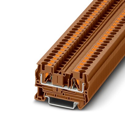 Phoenix Contact Feed-Through Terminal Block; PT 4 BN ; 30A; 600V; 1-Level; #24 - #10; Push-In Connection; Brown